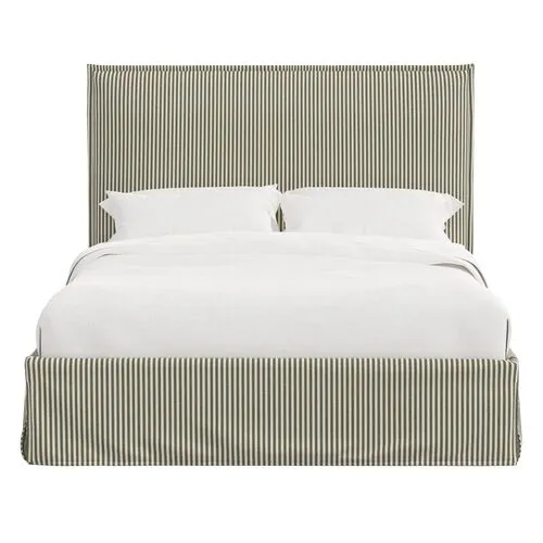 Maura Slipcover Bed - Jane Stripe - Green