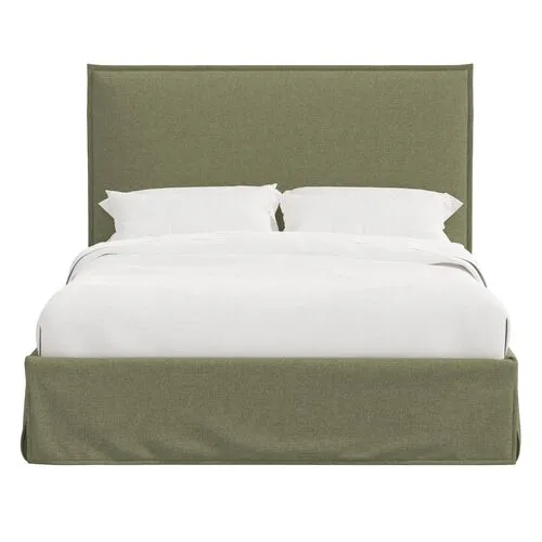 Maura Slipcover Bed - Linen - Green