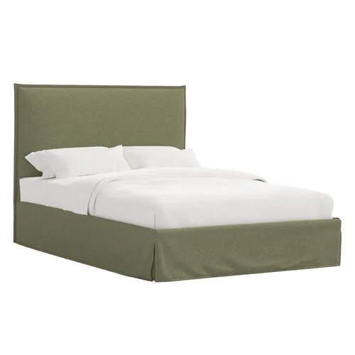 Maura Slipcover Bed - Linen - Green