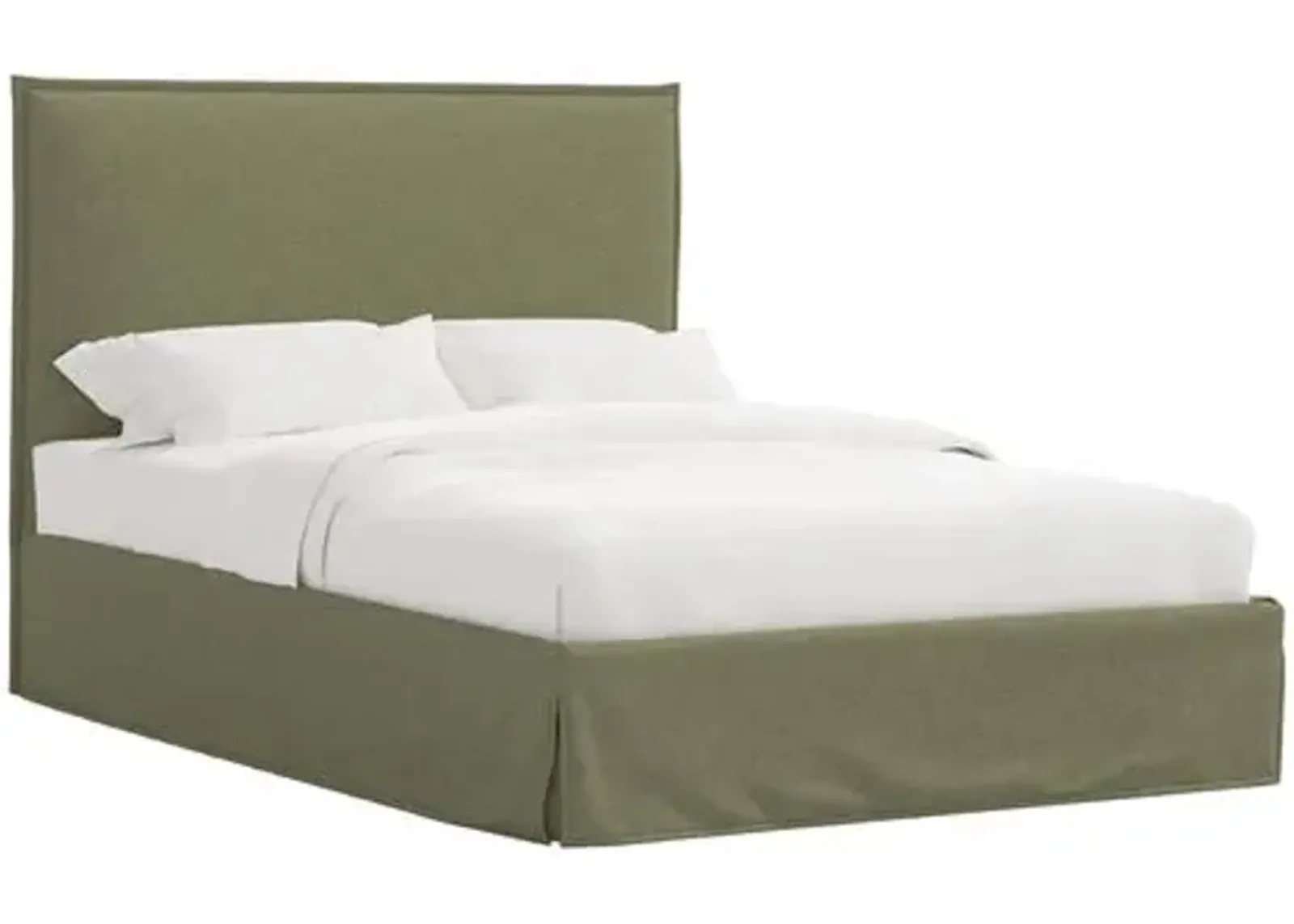 Maura Slipcover Bed - Linen - Green