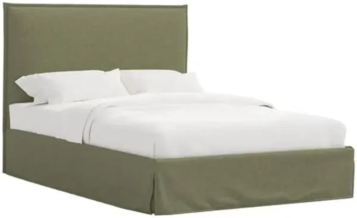 Maura Slipcover Bed - Linen - Green