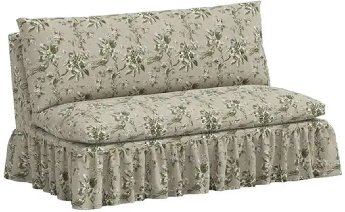 Thelma Settee - Michigan Bird Toile - Green