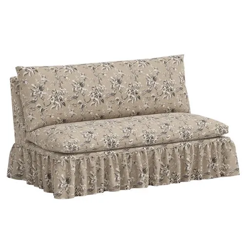 Thelma Settee - Michigan Bird Toile - Beige