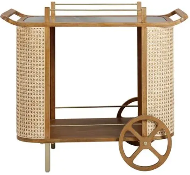 Emmett Rattan Bar Cart - Natural - Brown