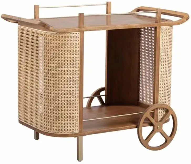 Emmett Rattan Bar Cart - Natural - Brown