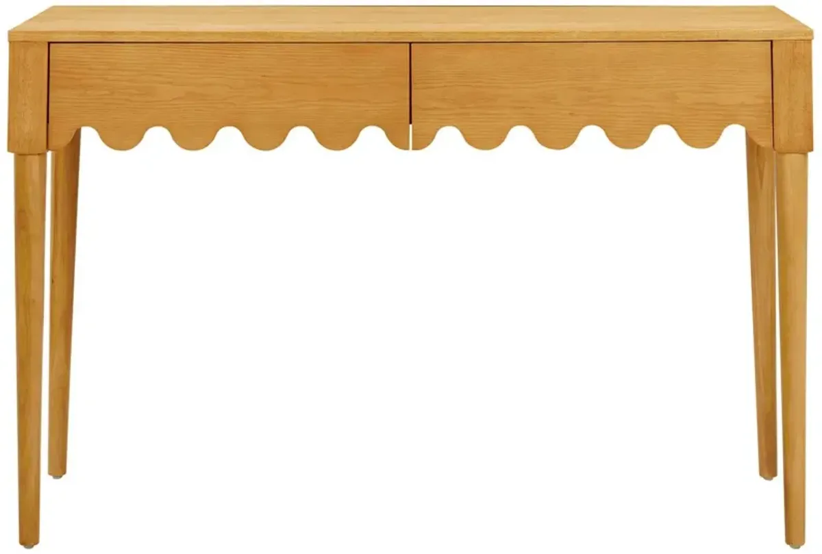Riley 2-Drawer Scallop Desk, Natural Ash