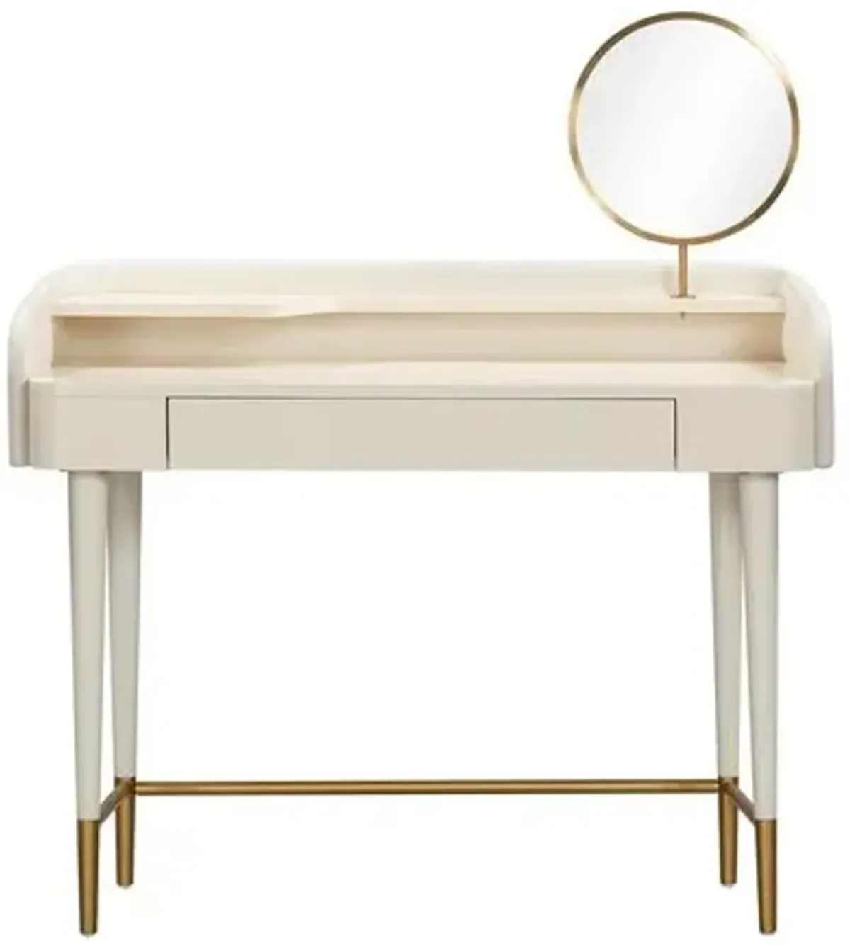 Remi Vegan Leather Wrapped Vanity Desk - White