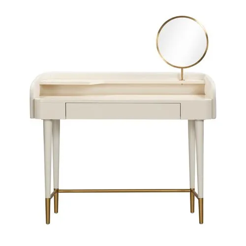 Remi Vegan Leather Wrapped Vanity Desk - White