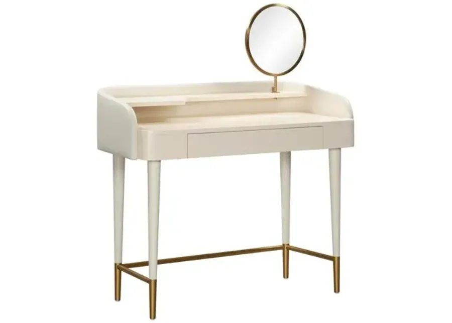 Remi Vegan Leather Wrapped Vanity Desk - White