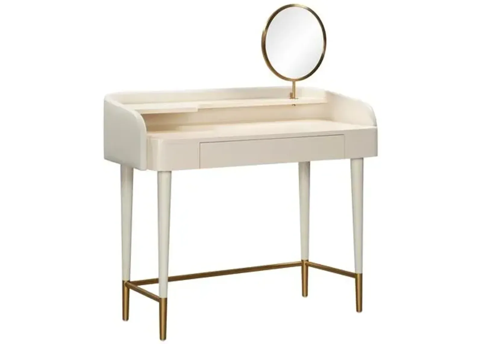 Remi Vegan Leather Wrapped Vanity Desk - White