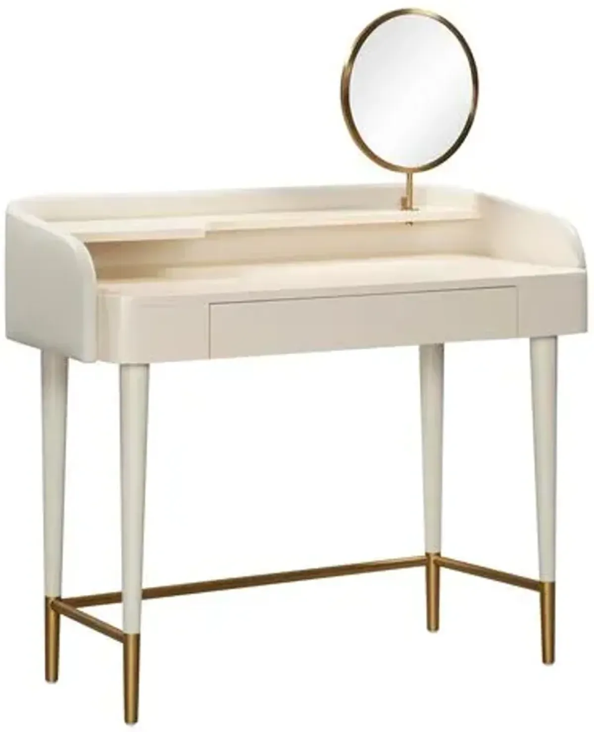 Remi Vegan Leather Wrapped Vanity Desk - White