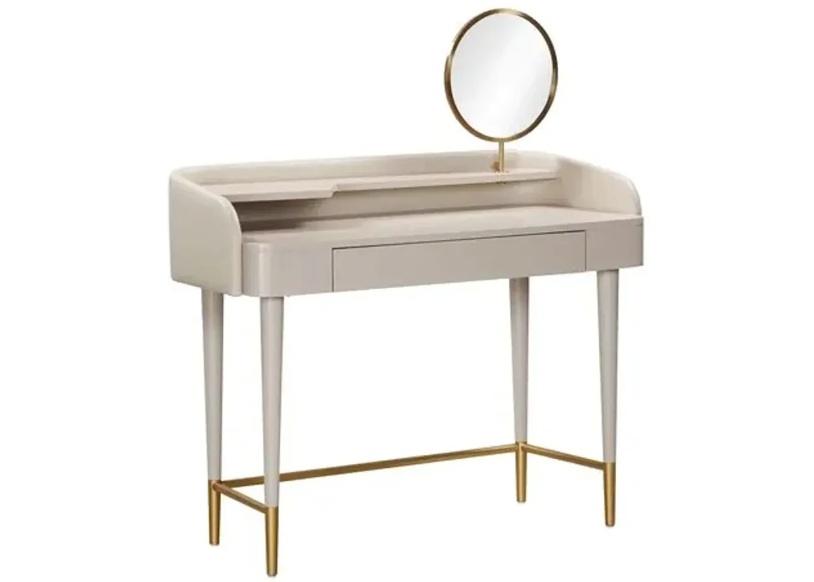 Remi Vegan Leather Wrapped Vanity Desk - Beige