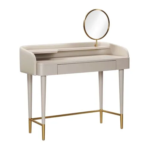 Remi Vegan Leather Wrapped Vanity Desk - Beige