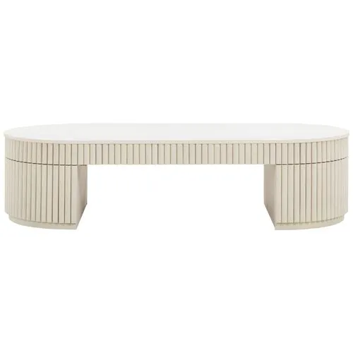 Stella Oval Coffee Table - Cream - White