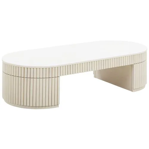 Stella Oval Coffee Table - Cream - White