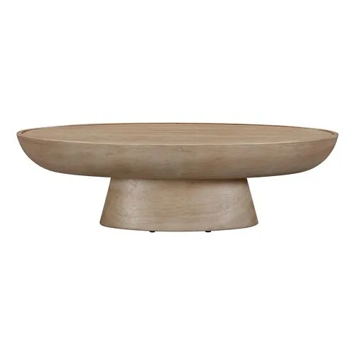 Finnegan Indoor / Outdoor Coffee Table - Textured Faux Travertine - Beige