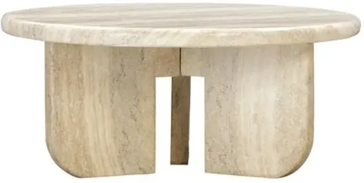 Ella Round Indoor/Outdoor Concrete Coffee Table - Natural - Beige