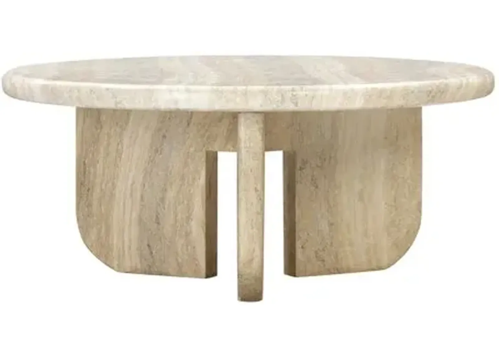 Ella Round Indoor/Outdoor Concrete Coffee Table - Natural - Beige