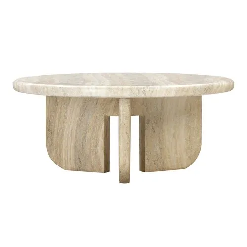 Ella Round Indoor/Outdoor Concrete Coffee Table - Natural - Beige