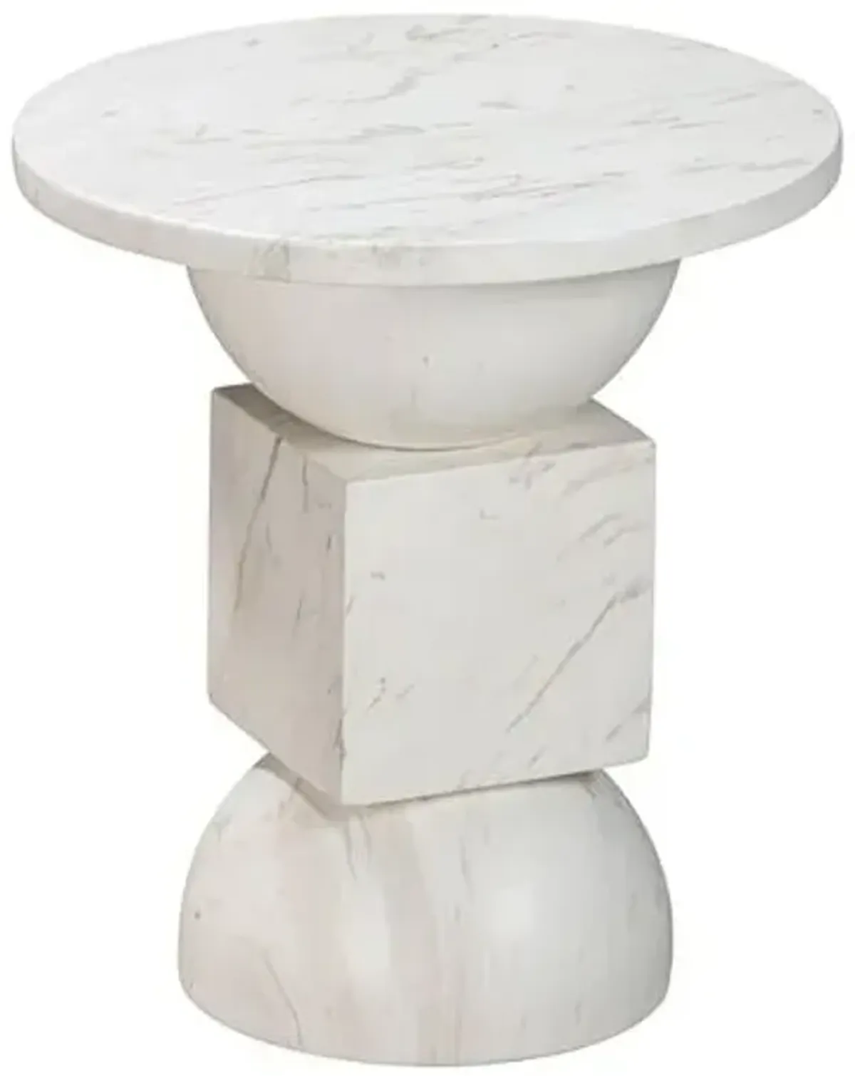 Luna Indoor/Outdoor Side Table - White Marble