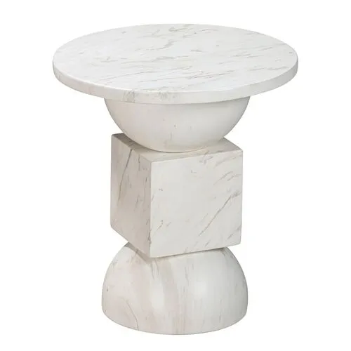 Luna Indoor/Outdoor Side Table - White Marble