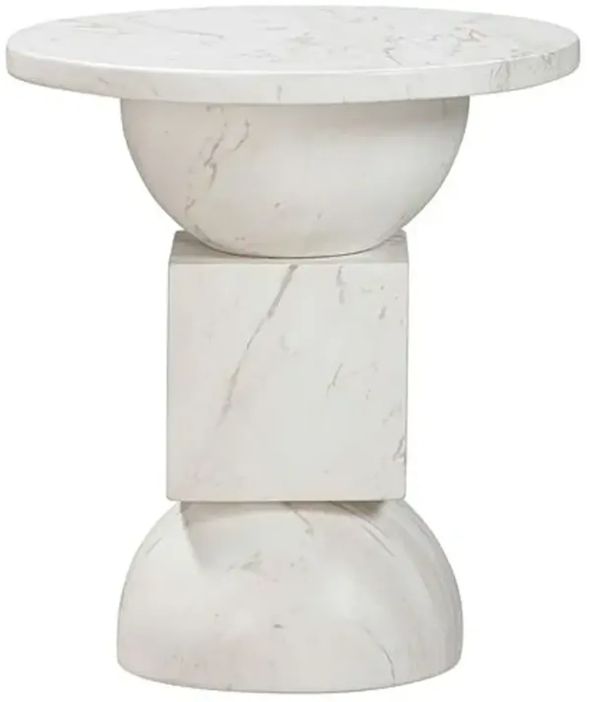 Luna Indoor/Outdoor Side Table - White Marble