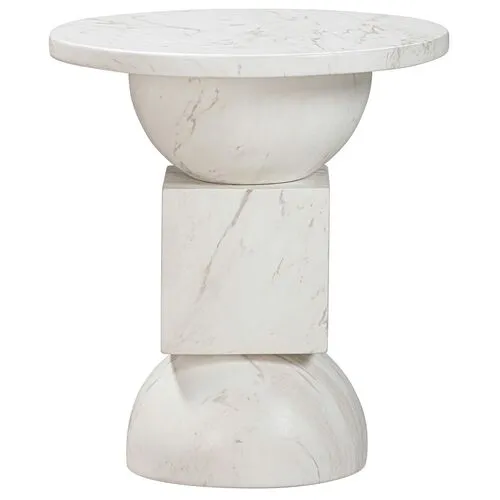 Luna Indoor/Outdoor Side Table - White Marble