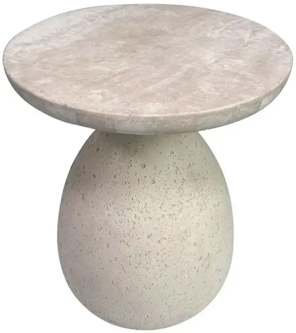 Cove Side Table - Cream Travertine - Brown