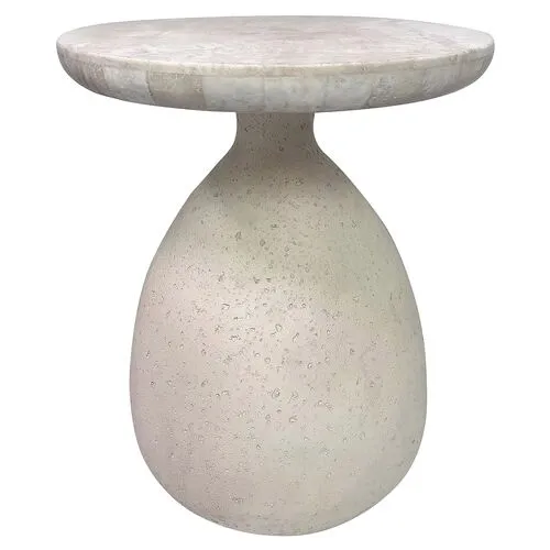 Cove Side Table - Cream Travertine - Brown