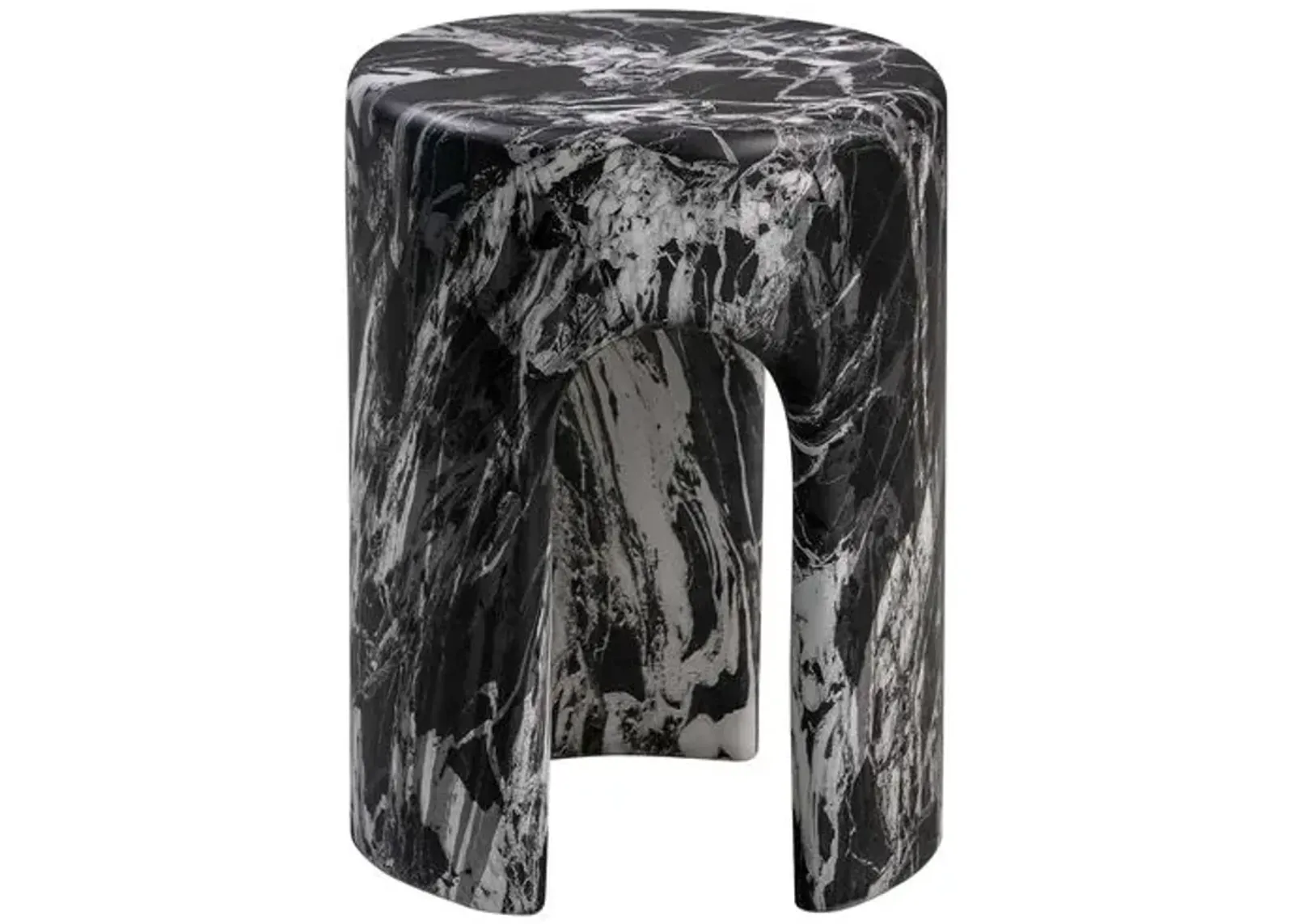 Briar Concrete Side Table - Black Marble