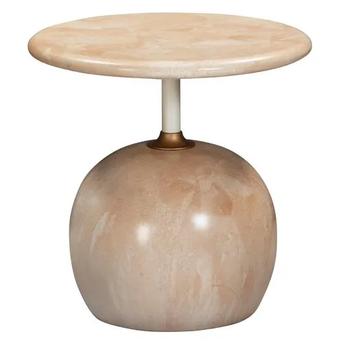 Emerson Faux Marble Side Table - Rose - Pink