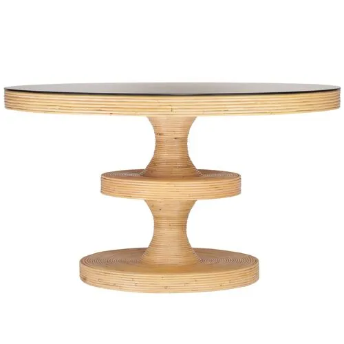 Zeke Round Rattan Dining Table - Natural