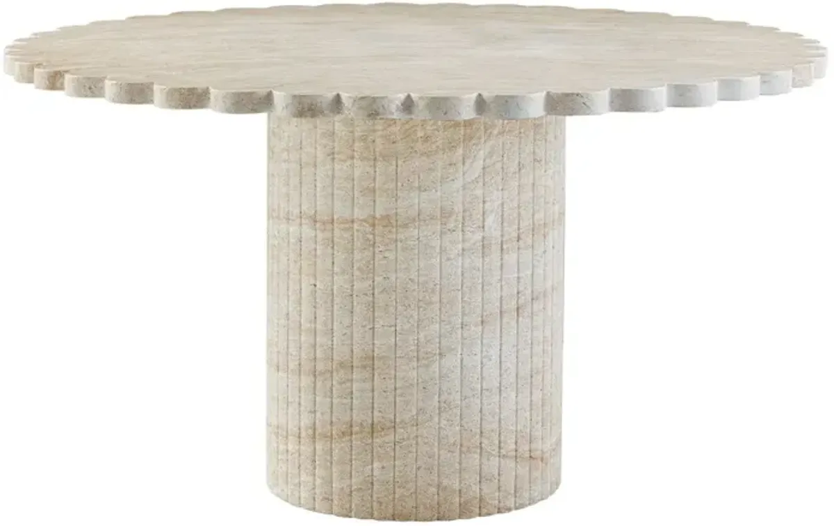Leo Indoor/Outdoor 54" Round Dining Table, Washed Travertine
