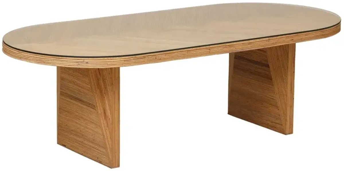 Layla Rattan Oval Dining Table, Natural