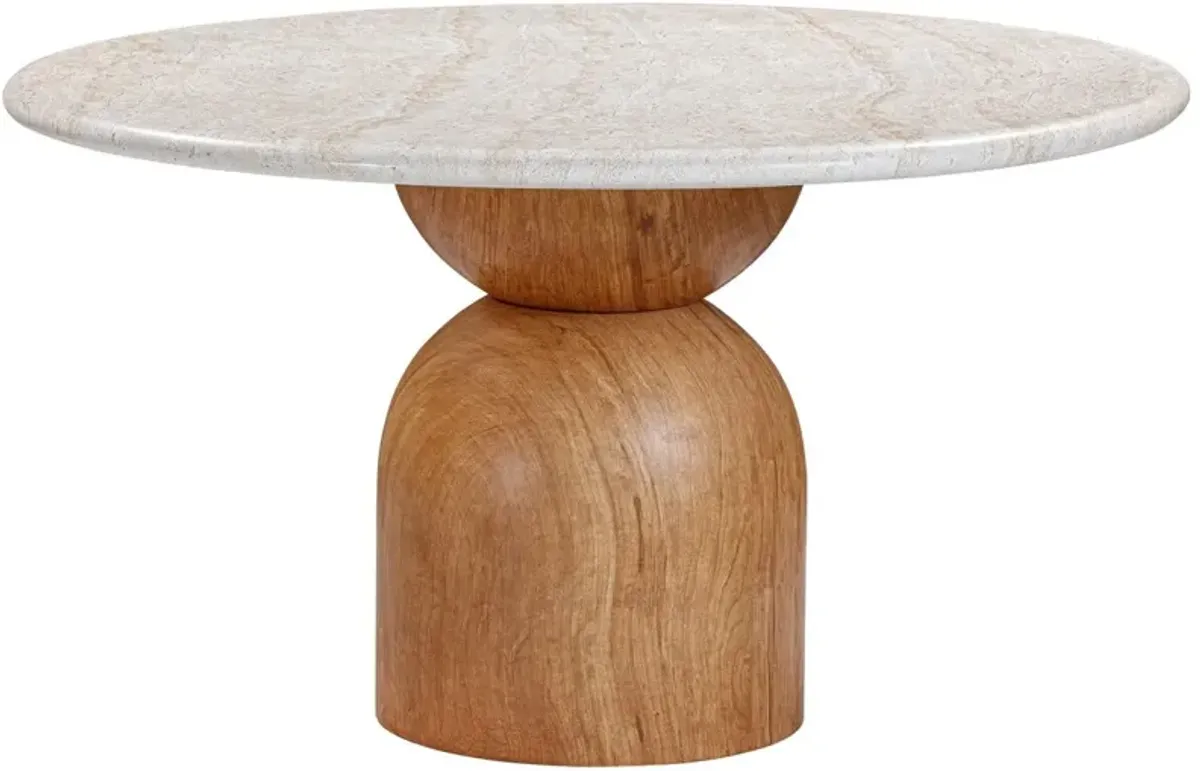 Zayden Concrete Indoor/Outdoor 54" Round Dining Table, Travertine