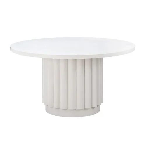 Knox 55" Round Fluted Dining Table - Matte White