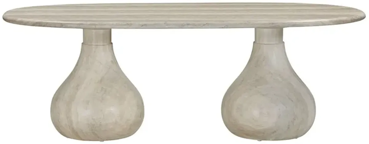 Colt Indoor/Outdoor Pedestal Dining Table, Faux Travertine