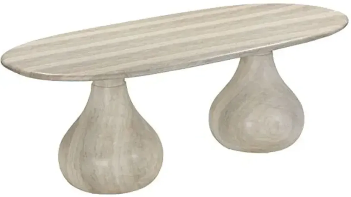 Colt Indoor/Outdoor Pedestal Dining Table - Faux Travertine