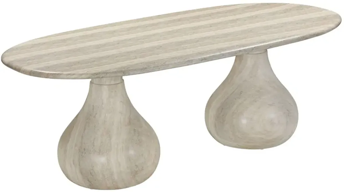 Colt Indoor/Outdoor Pedestal Dining Table, Faux Travertine
