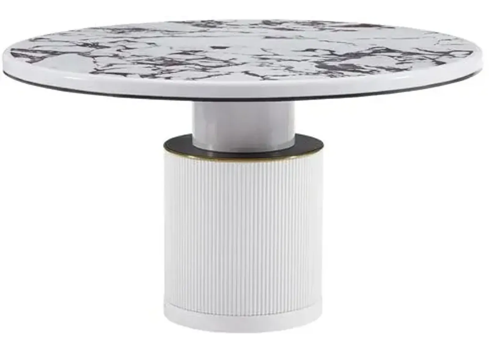 Cora Round Dining Table - White Marble - Handcrafted