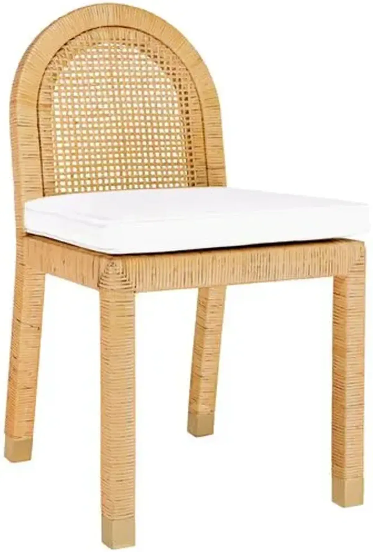 Valentino Rattan Arched Back Performance Dining Chair - Natural - Brown