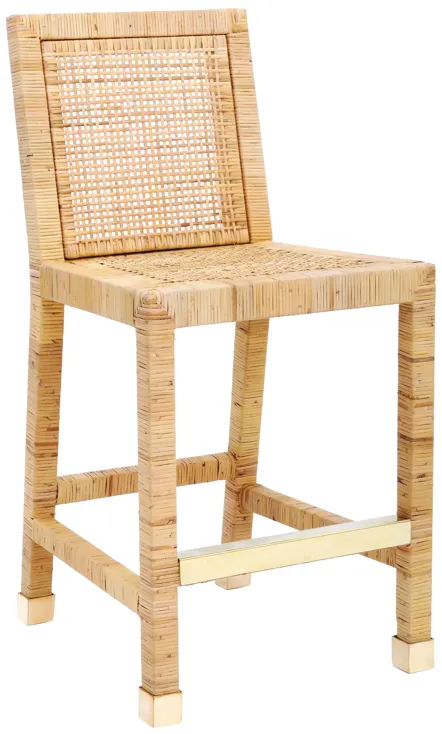 Valentino Rattan Counter Stool - Natural/White Performance