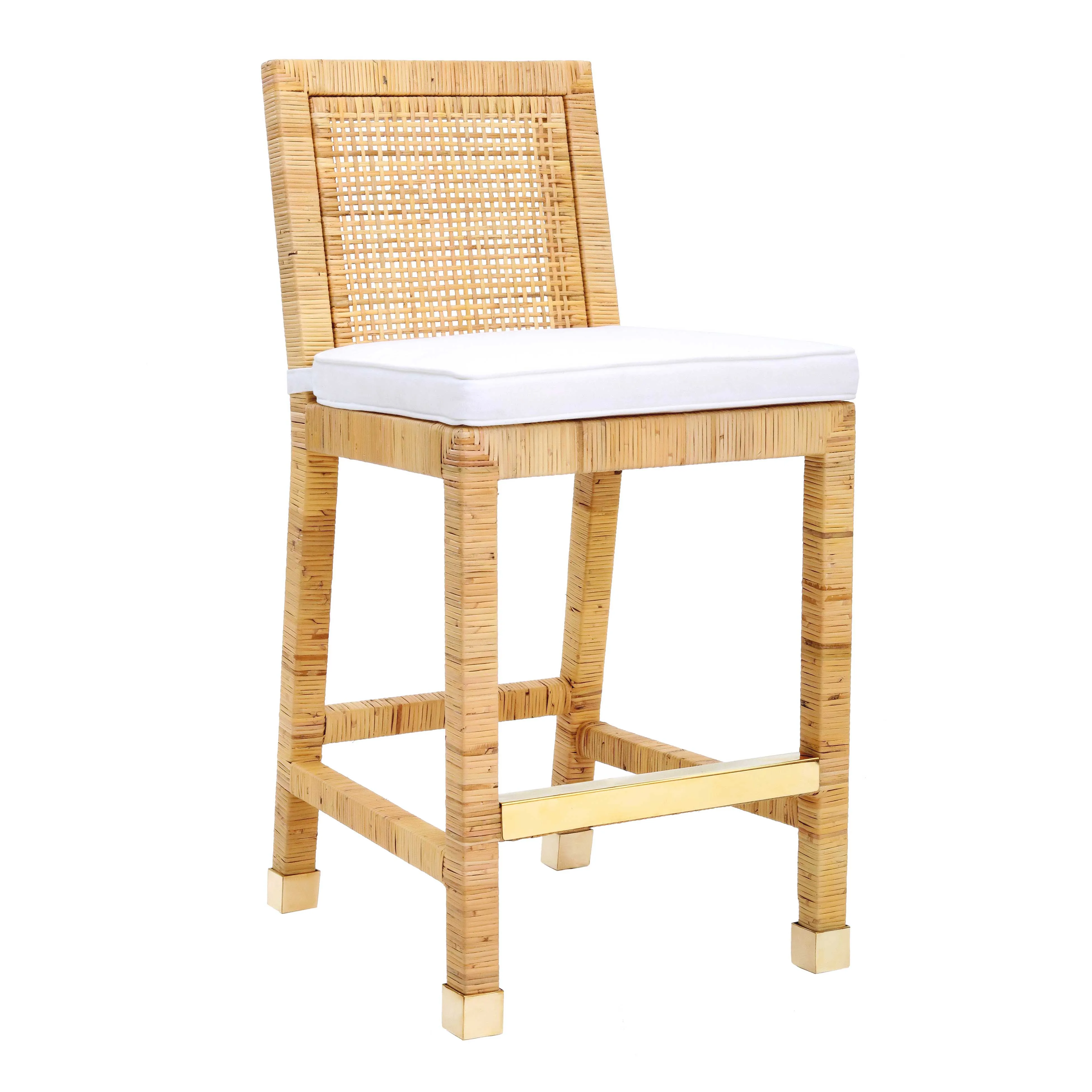 Valentino Rattan Counter Stool - Natural/White Performance