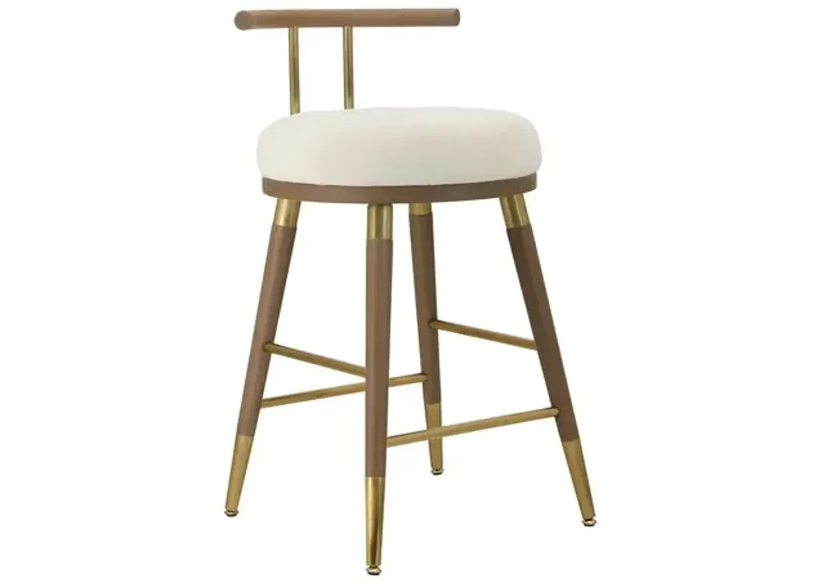 Ryker Barstool - Cream Velvet/Ash - White