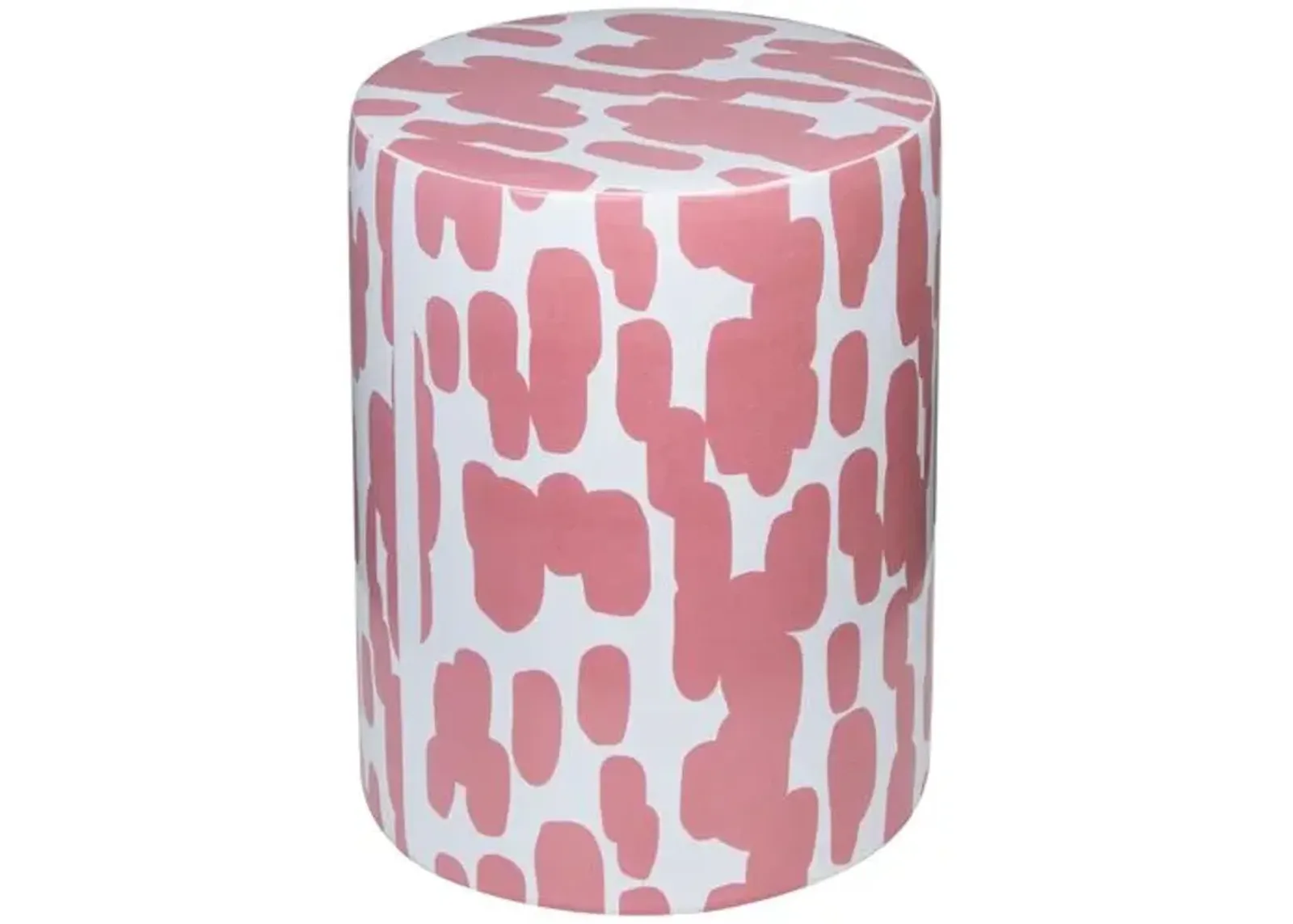 Trey Strokes Print Ceramic Garden Stool - Pink/White