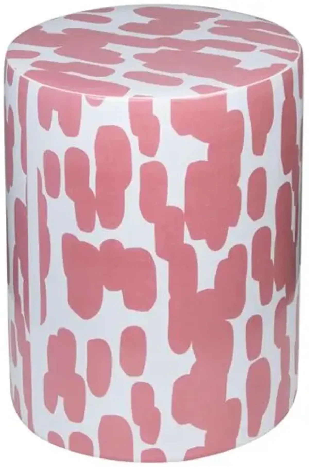 Trey Strokes Print Ceramic Garden Stool - Pink/White