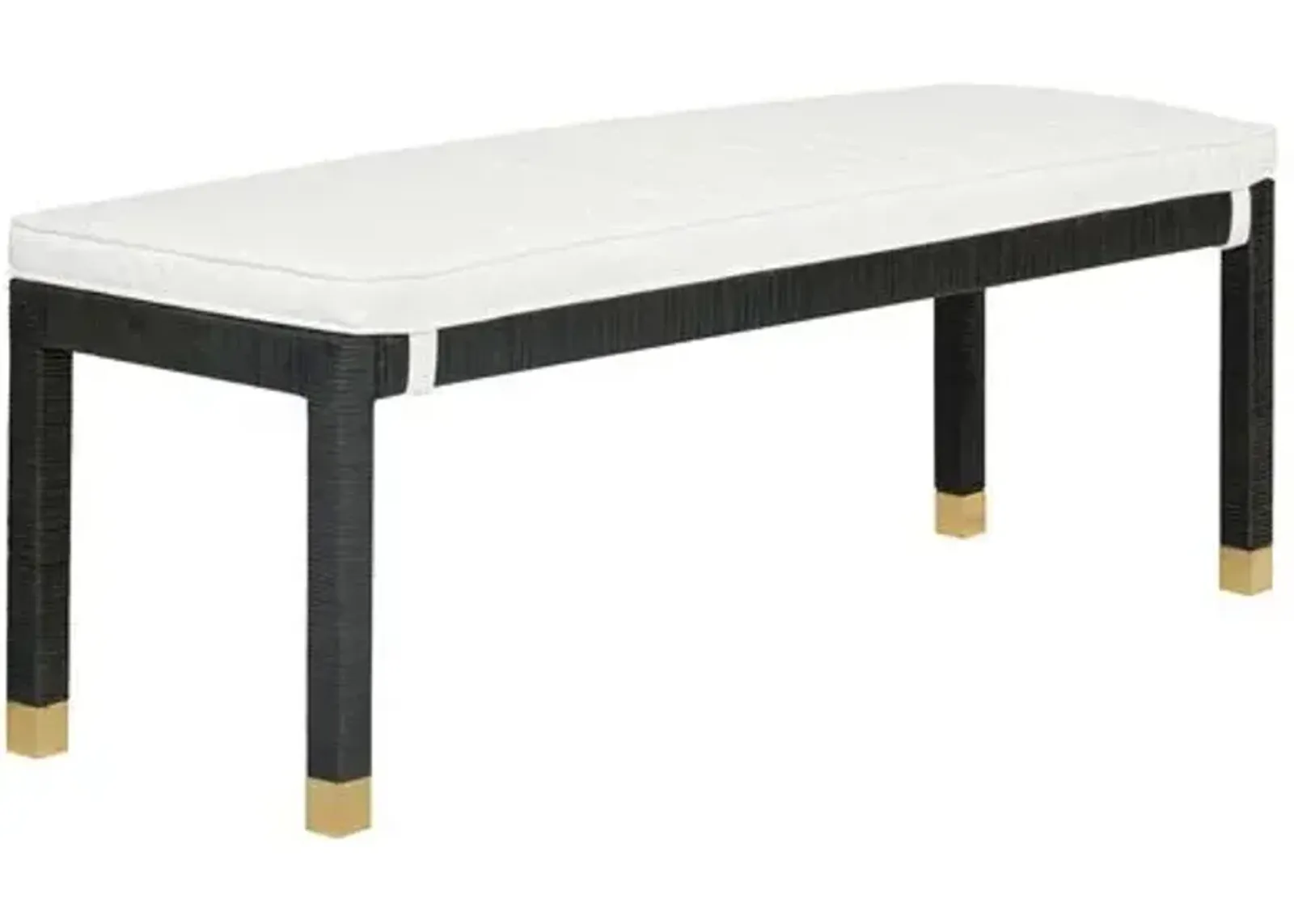 Valentino Rattan Bench - White Performance - Black