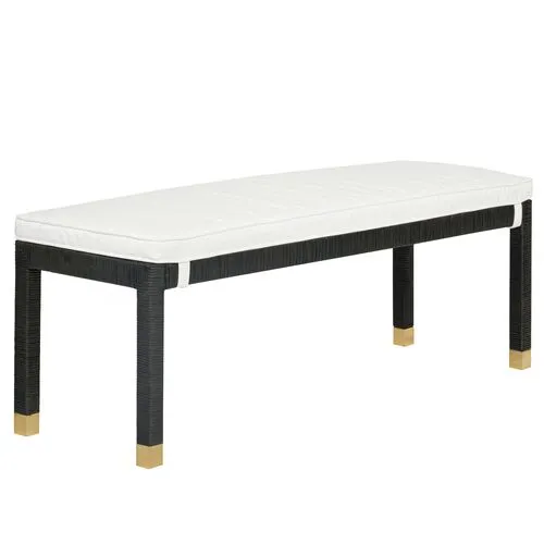 Valentino Rattan Bench - White Performance - Black