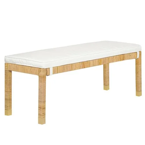 Valentino Rattan Bench - White Performance - Brown