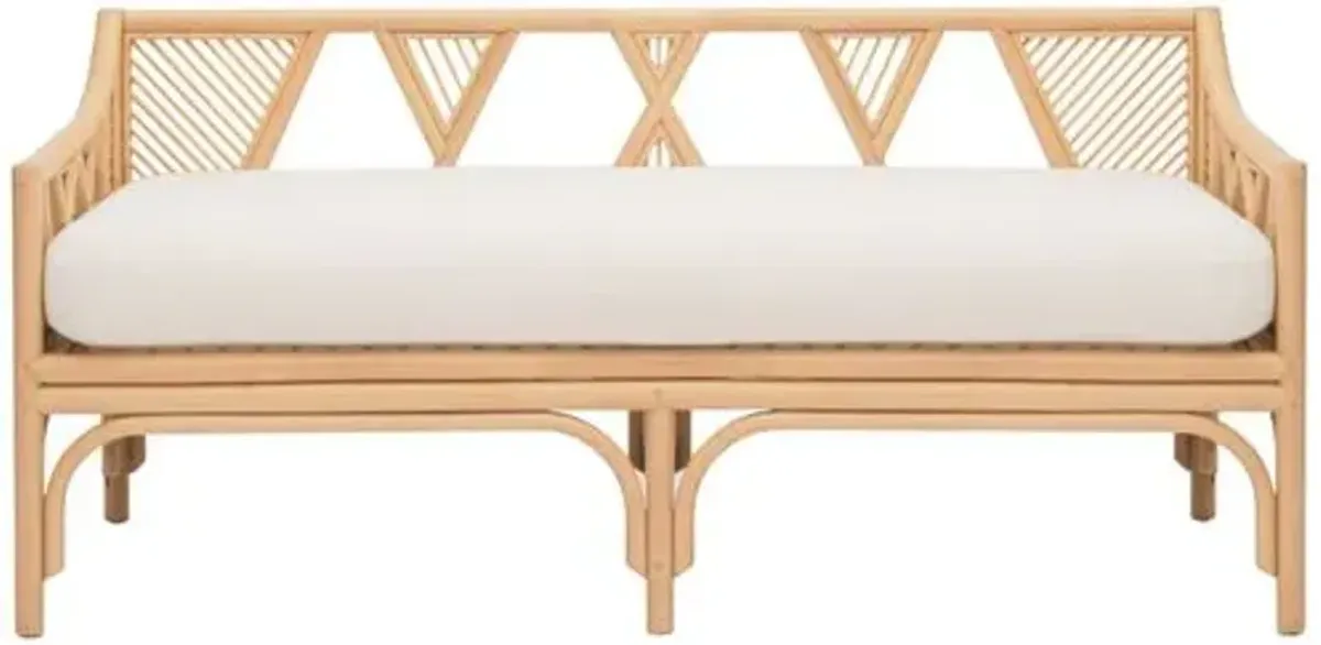 Thatcher Rattan Bench - Natural/White Performance